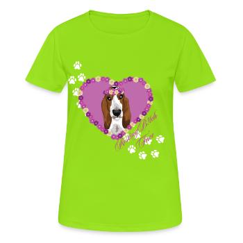 Resting B!tch Face Basset Hound - Women's Breathable T-Shirt - neon green - Front - AI Model Female 172 dark (172cm)