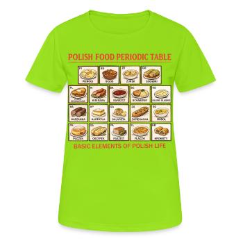 Polnisches Periodensystem - Frauen T-Shirt atmungsaktiv - Neongrün - Vorne - AI Model Female 172 dark (172cm)