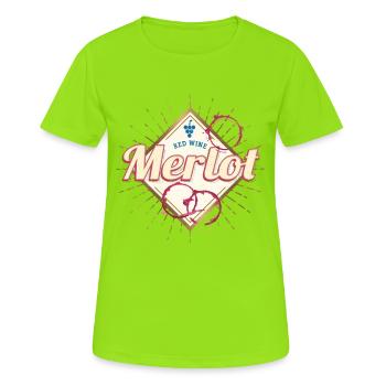 Merlot Rebe Vintage Weintrinker und Winzer Design - Frauen T-Shirt atmungsaktiv - Neongrün - Vorne - AI Model Female 172 dark (172cm)