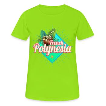 Französisch-Polynesien im Pazifik Insel Souvenir - Frauen T-Shirt atmungsaktiv - Neongrün - Vorne - AI Model Female 172 dark (172cm)