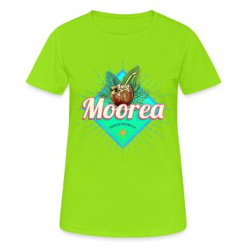 Moorea Französisch-Polynesien Insel Souvenir - Frauen T-Shirt atmungsaktiv - Neongrün - Vorne - AI Model Female 172 dark (172cm)