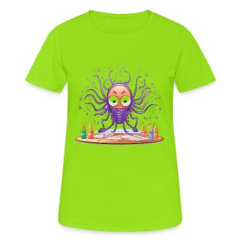 Kreativer Tinten-Octopus - Frauen T-Shirt atmungsaktiv - Neongrün - Vorne - AI Model Female 172 dark (172cm)