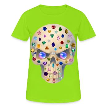 Gemstones Skull T-Shirt-Design. - Frauen T-Shirt atmungsaktiv - Neongrün - Vorne - AI Model Female 172 dark (172cm)