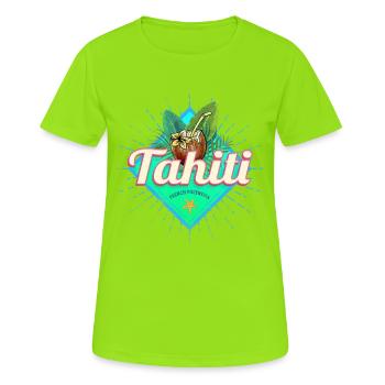 Tahiti in Französisch-Polynesien Insel Vintage - Frauen T-Shirt atmungsaktiv - Neongrün - Vorne - AI Model Female 172 dark (172cm)