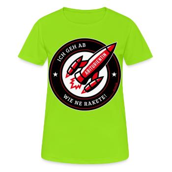 Abiturientin – Ich Geh Ab Wie Ne Rakete! (NEG Red) - Frauen T-Shirt atmungsaktiv - Neongrün - Vorne - AI Model Female 172 dark (172cm)