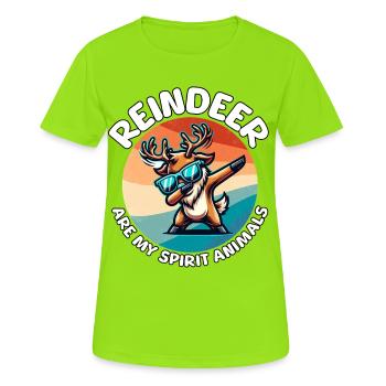 Expressions drôles sur les rennes - T-shirt respirant Femme - vert néon - Devant - AI Model Female 172 dark (172cm)