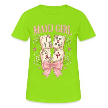 Mahj Girl Mahjong Lover Mahjong Player - Women's Breathable T-Shirt - neon green - Front - AI Model Female 172 dark (172cm)