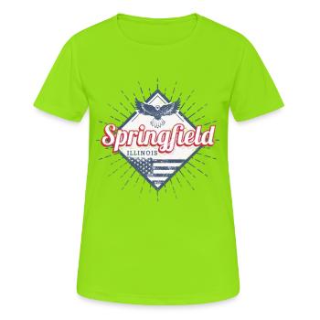 Springfield Stadt Illinois Vereinigte Staaten USA - Frauen T-Shirt atmungsaktiv - Neongrün - Vorne - AI Model Female 172 dark (172cm)