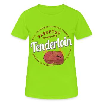 Barbecue au filet de bœuf Barbecue de bœuf vintage - T-shirt respirant Femme - vert néon - Devant - AI Model Female 172 dark (172cm)