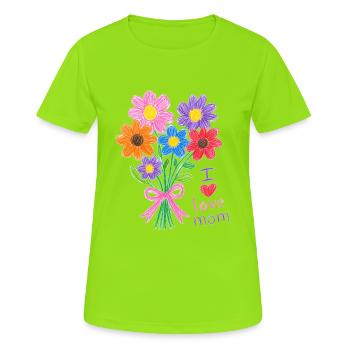 Bleistiftstrauß für Mama - Frauen T-Shirt atmungsaktiv - Neongrün - Vorne - AI Model Female 172 dark (172cm)