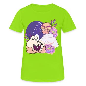 Anime Boy et Animaux avec un dessin cache-œil - T-shirt respirant Femme - vert néon - Devant - AI Model Female 172 dark (172cm)
