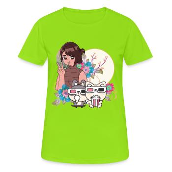Filmabend & Inklusive Freunde Kunst - Frauen T-Shirt atmungsaktiv - Neongrün - Vorne - AI Model Female 172 dark (172cm)