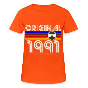 Original 1991 Limited Edition Retro - Women's Breathable T-Shirt - neon orange - Front - AI Model Female 172 dark (172cm)