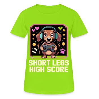 Meilleur score des jambes courtes - T-shirt respirant Femme - vert néon - Devant - AI Model Female 172 dark (172cm)