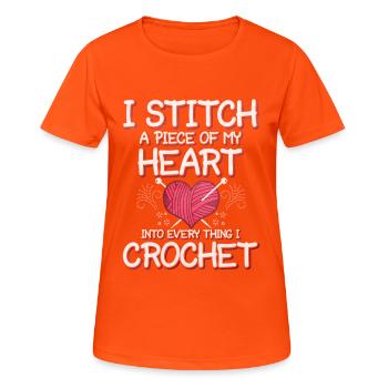 I crochet with heart funny saying - Women's Breathable T-Shirt - neon orange - Front - AI Model Female 172 dark (172cm)