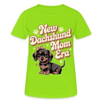 Ère des Teckels Mama - T-shirt respirant Femme - vert néon - Devant - AI Model Female 172 dark (172cm)