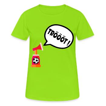 Fußball Stadion Tröte - Frauen T-Shirt atmungsaktiv - Neongrün - Vorne - AI Model Female 172 dark (172cm)