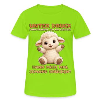 Süßes Schäfchen mit offenen Armen - Frauen T-Shirt atmungsaktiv - Neongrün - Vorne - AI Model Female 172 dark (172cm)