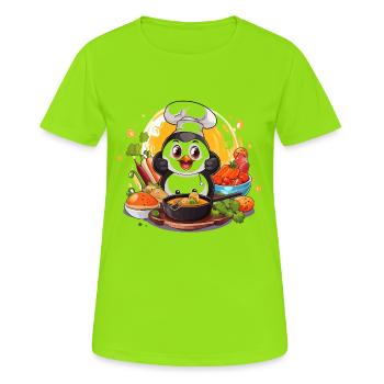 Küchen-Pinguin Kochkunst - Frauen T-Shirt atmungsaktiv - Neongrün - Vorne - AI Model Female 172 dark (172cm)