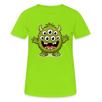 Grünes Monster mit vielen Augen - Frauen T-Shirt atmungsaktiv - Neongrün - Vorne - AI Model Female 172 dark (172cm)