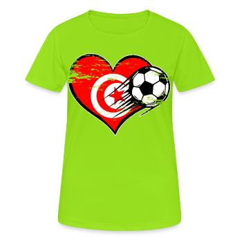 Tunesien-Flagge - Frauen T-Shirt atmungsaktiv - Neongrün - Vorne - AI Model Female 172 dark (172cm)