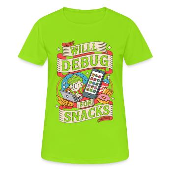 Développeur d’applications mobiles va déboguer pour le codage mobile - T-shirt respirant Femme - vert néon - Devant - AI Model Female 172 dark (172cm)