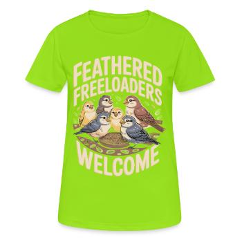 Les profiteurs à plumes sont les bienvenus - T-shirt respirant Femme - vert néon - Devant - AI Model Female 172 dark (172cm)