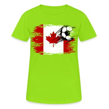 Kanada Flagge Fußball used - Frauen T-Shirt atmungsaktiv - Neongrün - Vorne - AI Model Female 172 dark (172cm)