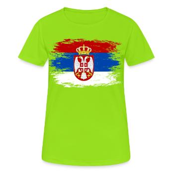 Serbia flag used - Women's Breathable T-Shirt - neon green - Front - AI Model Female 172 dark (172cm)