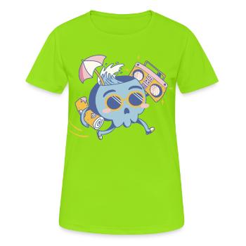 Skull Boombox Beach Party - Women's Breathable T-Shirt - neon green - Front - AI Model Female 172 dark (172cm)