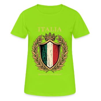 Italia Crest Orgoglio e Tradizioni - Frauen T-Shirt atmungsaktiv - Neongrün - Vorne - AI Model Female 172 dark (172cm)