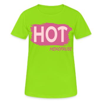 Bouffées de chaleur Ménopause - T-shirt respirant Femme - vert néon - Devant - AI Model Female 172 dark (172cm)