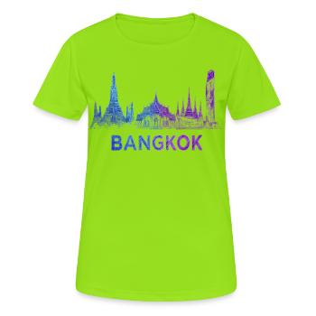 Bangkok Skyline - Frauen T-Shirt atmungsaktiv - Neongrün - Vorne - AI Model Female 172 dark (172cm)