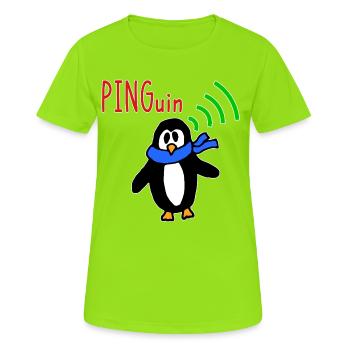 Penguin Humor drôle sur le réseau de blagues informatiques - T-shirt respirant Femme - vert néon - Devant - AI Model Female 172 dark (172cm)