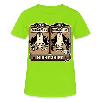 Night Shift Bats Comic Tee - Women's Breathable T-Shirt - neon green - Front - AI Model Female 172 dark (172cm)
