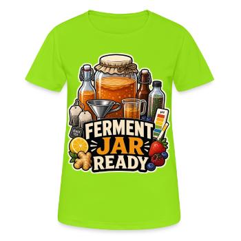 FERMENT JAR READY - Frauen T-Shirt atmungsaktiv - Neongrün - Vorne - AI Model Female 172 dark (172cm)