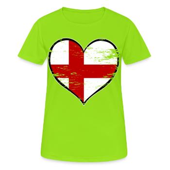 Drapeau du cœur anglais utilisé - T-shirt respirant Femme - vert néon - Devant - AI Model Female 172 dark (172cm)