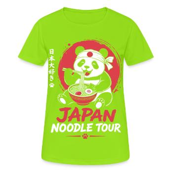 Japan Noodle Tour Panda Design - Frauen T-Shirt atmungsaktiv - Neongrün - Vorne - AI Model Female 172 dark (172cm)