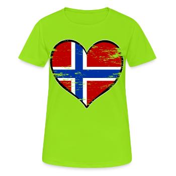 Drapeau du cœur de Norvège utilisé - T-shirt respirant Femme - vert néon - Devant - AI Model Female 172 dark (172cm)
