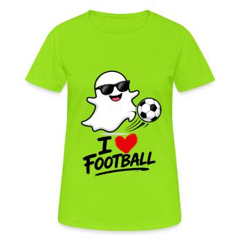 L’esprit du football avec des lunettes - T-shirt respirant Femme - vert néon - Devant - AI Model Female 172 dark (172cm)