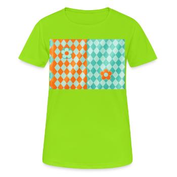Harlekin-Petal-Duo - Frauen T-Shirt atmungsaktiv - Neongrün - Vorne - AI Model Female 172 dark (172cm)