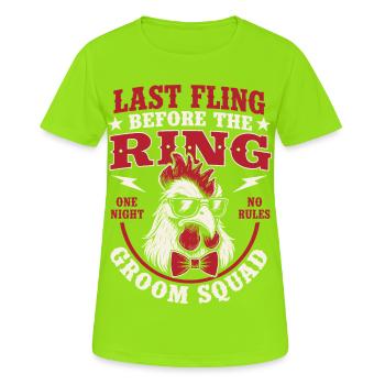 Last Fling Before The Ring JGA Bräutigam - Frauen T-Shirt atmungsaktiv - Neongrün - Vorne - AI Model Female 172 dark (172cm)