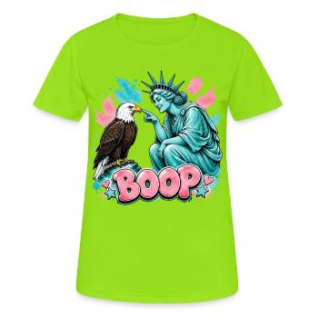 Statue de la Liberté Boop et pygargue à tête blanche - T-shirt respirant Femme - vert néon - Devant - AI Model Female 172 dark (172cm)