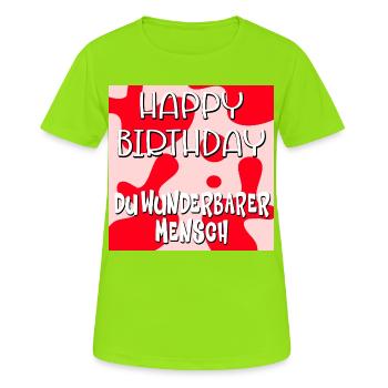 Geburtstag Wunderbarer Mensch - Frauen T-Shirt atmungsaktiv - Neongrün - Vorne - AI Model Female 172 dark (172cm)