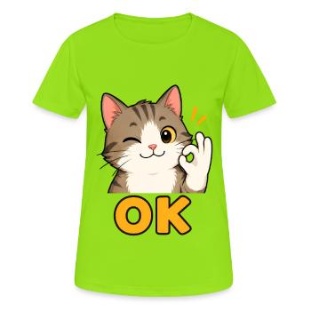 Chaton OK – un signe mignon de confirmation - T-shirt respirant Femme - vert néon - Devant - AI Model Female 172 dark (172cm)