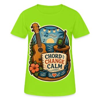 CHANGEMENT D’ACCORD CALME - T-shirt respirant Femme - vert néon - Devant - AI Model Female 172 dark (172cm)