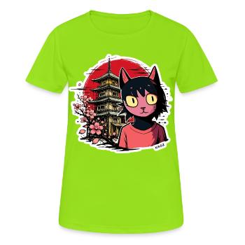 Cherry Kat et Pagode Dream - T-shirt respirant Femme - vert néon - Devant - AI Model Female 172 dark (172cm)