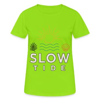 Slow Tide – relaxed coastal time by the sea - Women's Breathable T-Shirt - neon green - Front - AI Model Female 172 dark (172cm)