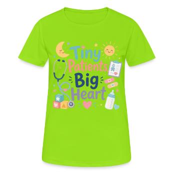 Soins pédiatriques pour les petits patients - T-shirt respirant Femme - vert néon - Devant - AI Model Female 172 dark (172cm)