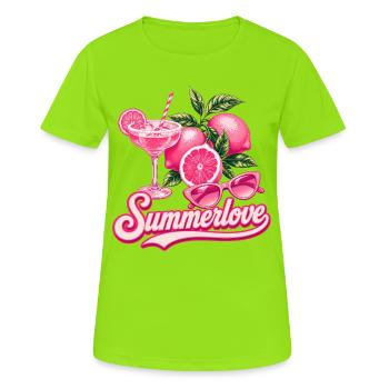 Summer Love | Pink Cocktail Summer Design - Women's Breathable T-Shirt - neon green - Front - AI Model Female 172 dark (172cm)